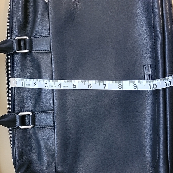 61)Pre-owned Enrico Coveri Italian Designer Black Leather Briefcase MessengerBag - Picture 12 of 13